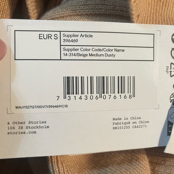 & Other Stories dress-ribbed sweater with rhinestone buttons, fits a S or XS NWT - Picture 8 of 12